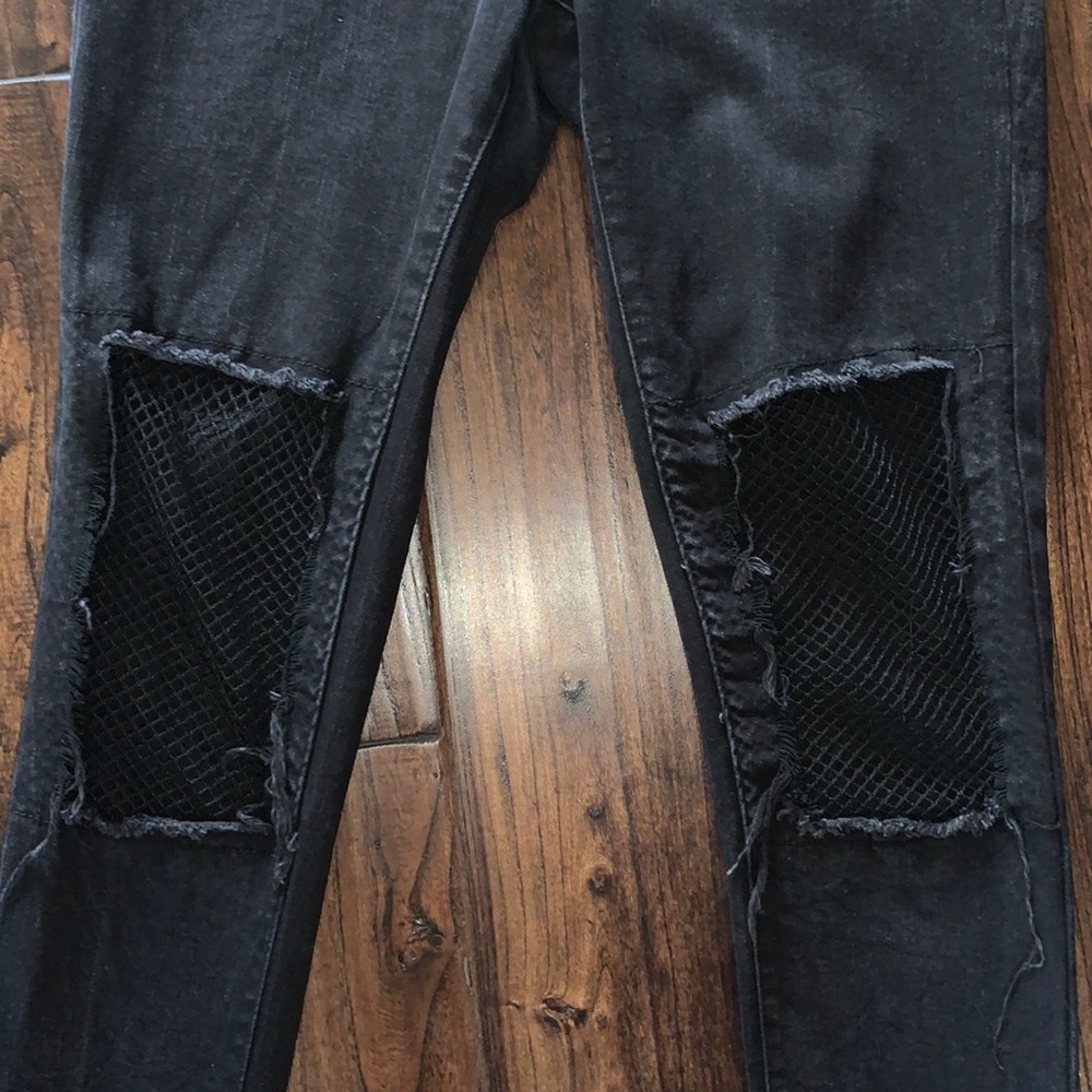 Black Ripped-Net Jeans - Picture 2 of 3
